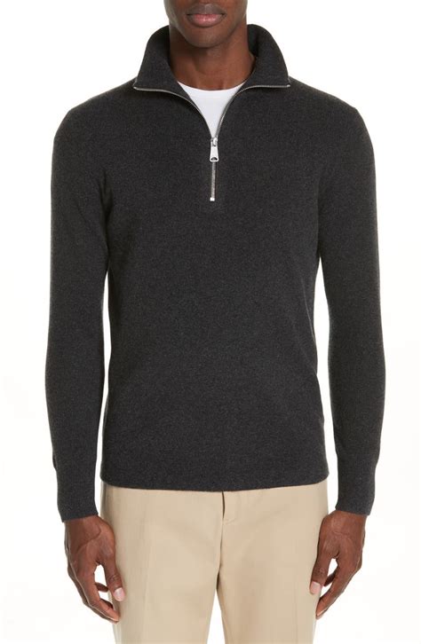 burberry hendon quarter zip cashmere sweater|Cashmere Zip Hoodie in Black .